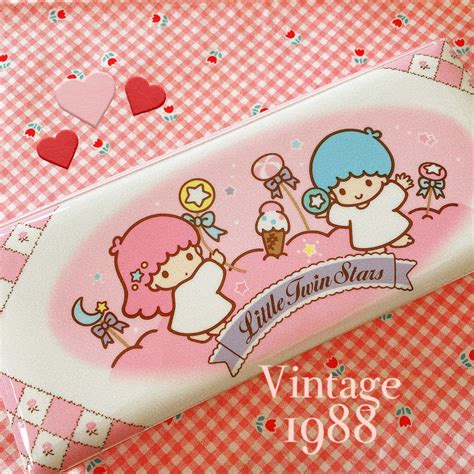 1987 sanrio heart metal box|Rare Vintage Sanrio Japan 1987 Little Twin Stars Heart clear Pink .